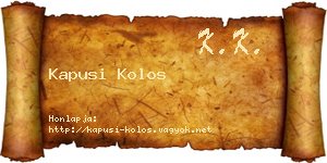 Kapusi Kolos névjegykártya
